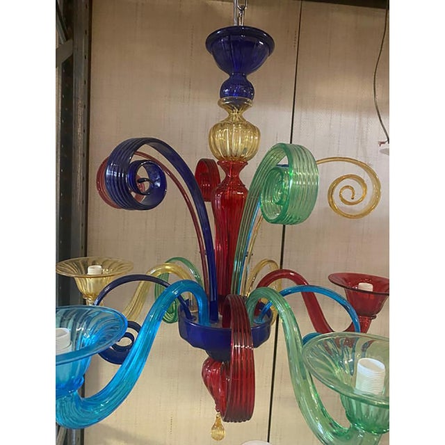 Murano Multicolors Glass Chandelier by Simoeng For Sale - Image 4 of 9
