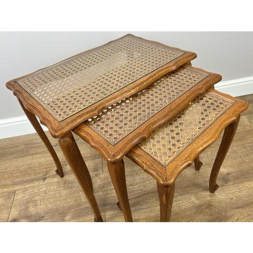Vintage French Nesting Tables in Oak, Set of 3 For Sale - Image 6 of 10