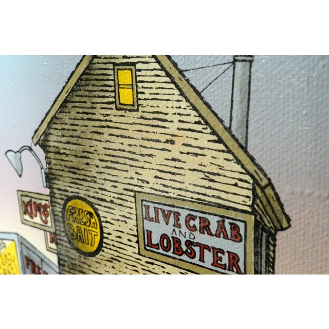 Late 20th Century Late 20th Century H. Hargrove Signed Serigraph Fishing Harbor Dock Scene Framed Art For Sale - Image 5 of 5