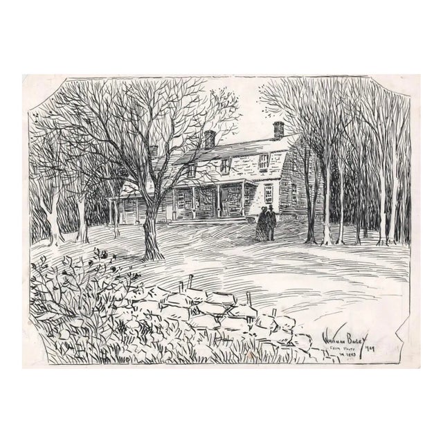1929 Whitman Bailey Stamford Connecticut Gambrel Roof House Drawing For Sale