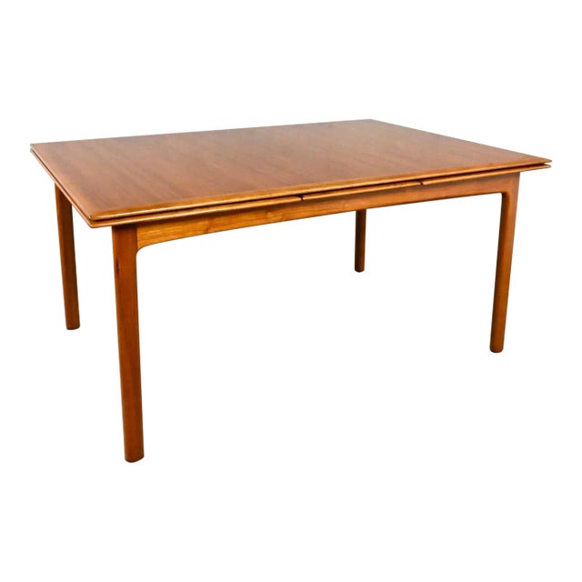 Vintage Scandinavian Modern Teak Draw Leaf Extending Dining Table by Folke Ohlsson for Dux For Sale