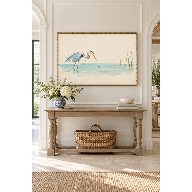 Contemporary Coastal Bird Art Print – Blue Heron in a Quiet Marsh, 60" X 40" For Sale - Image 3 of 7