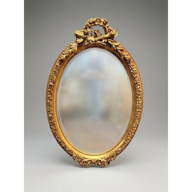 French Rococo Style Oval Mirror For Sale - Image 4 of 4