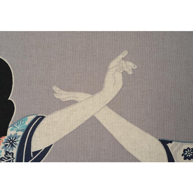 1970s 1970s Japanese Isao Homma Geisha Dance Fabric Art Wallhanging For Sale - Image 5 of 13