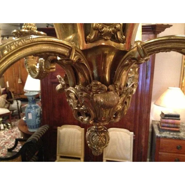 19th Century Large Bronze Two-Tier Twelve Light Chandelier For Sale - Image 4 of 11