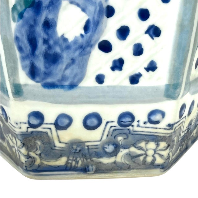 Cornflower Blue Vintage Chinese Hand-Painted Garden Stool For Sale - Image 8 of 9