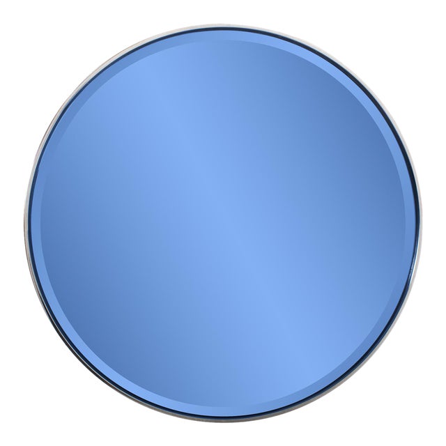 Broidy Round Mirror- Sapphire Blue For Sale
