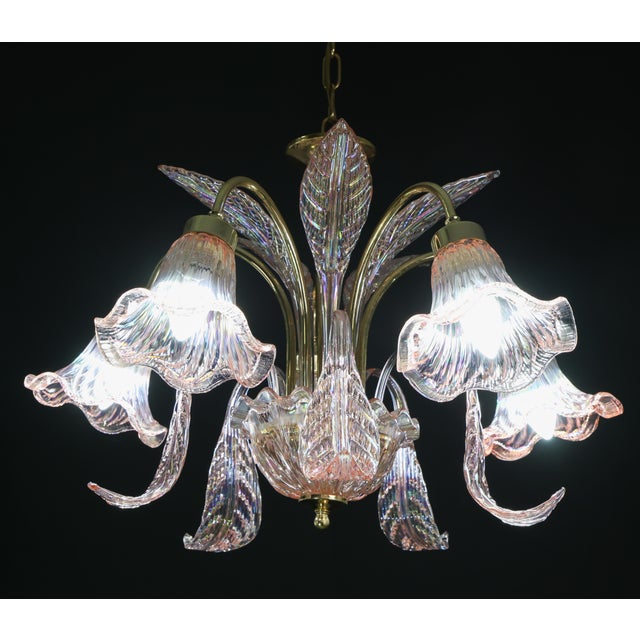 Liz Taylor, Iridiscent Pink Murano Glass Chandelier, 1980s For Sale - Image 15 of 18
