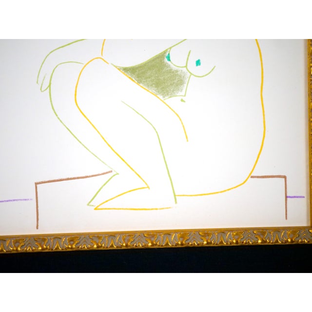 Light Green Gilt Wood Frame Pablo Picasso Lithograph "La Comedie Humaine" For Sale - Image 8 of 12