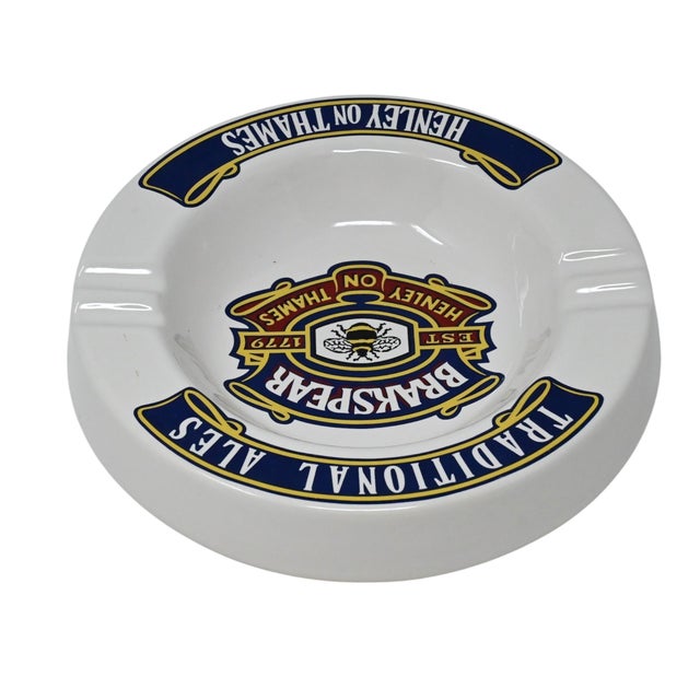 Victorian Pristine Jumbo Brakspear’s Pub Ashtray - 8.5" Unused Museum Grade - 1990s HCW Prompots Britain - Original Feet - Large Cigar Vide-Poche For Sale - Image 3 of 12