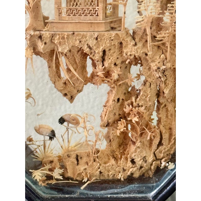 Mid 20th Century Large Mid-Century Vase Shaped Chinese Cork Carving Diorama For Sale - Image 5 of 10