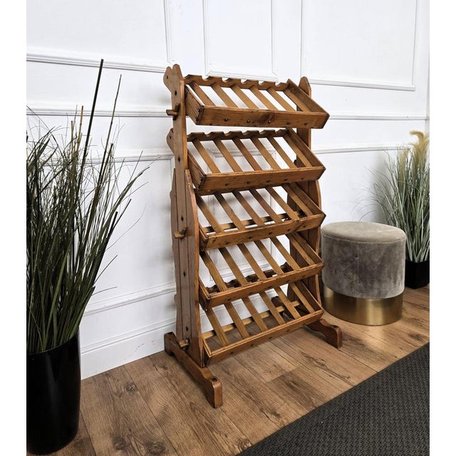 Wood Mid-Century Italian Wooden 30 Bottles Wine Rack, 1960s For Sale - Image 7 of 10