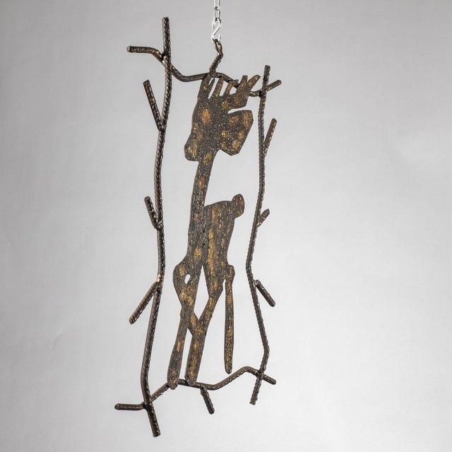 Metal Handcrafted Wrought Iron Picture of Bambi Deer, 1980s For Sale - Image 7 of 10