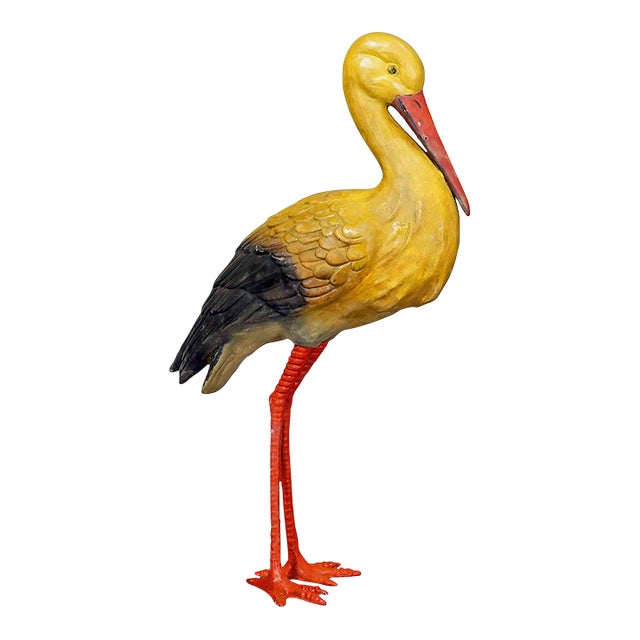 Rare Terracotta Stork for Garden Decoration, Germany Ca. 1950s For Sale