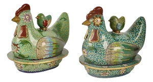 Chinese Cloisonne Covered Chicken Box