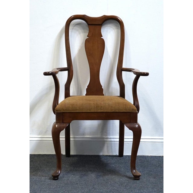 Queen Anne Hickory White Solid Mahogany Traditional Queen Anne Style Splat Back Dining Arm Chair For Sale - Image 3 of 7