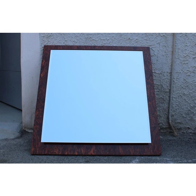 Brown Italian Square Burl Walnut Mirror, 1970s For Sale - Image 8 of 14