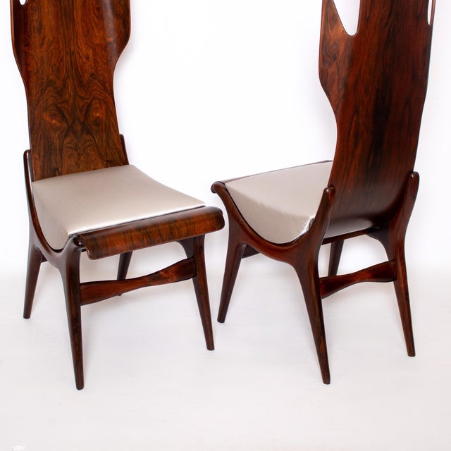 Modern Pair of 1950s Flame Dining chairs by Dante la Torre for Pozzi, Italy For Sale - Image 3 of 18