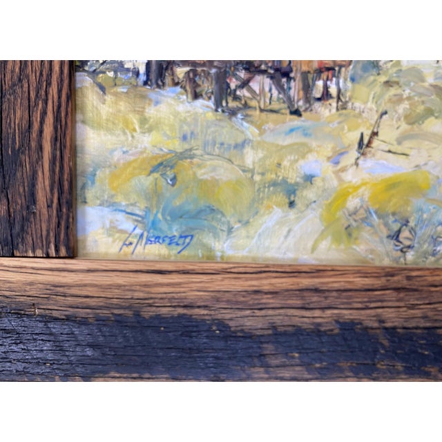 Cabin "February Morning" ~ Lorie Batson, Original Oil Painting, a Quiet Rural Landscape With a Rustic Charm and Morning Light on the Old Loafing Shed. For Sale - Image 3 of 11