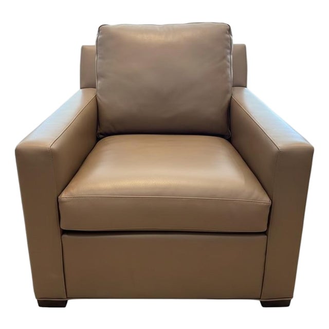 New Hancock & Moore Brown Leather Club Lounge Chair For Sale