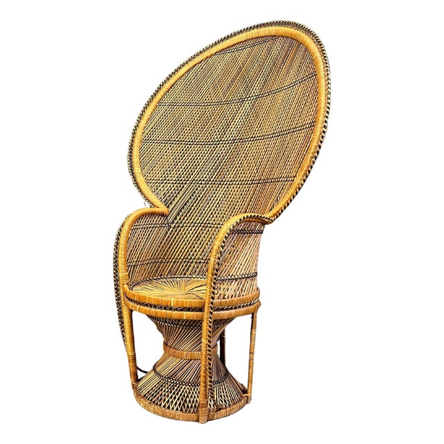 Vintage Wicker Peacock Chair, 1970s For Sale