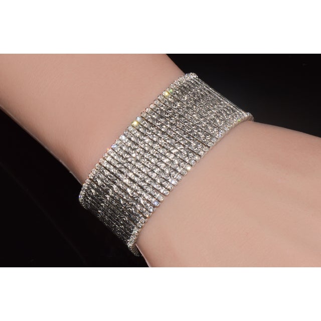 Late 20th Century Rare Roberto Coin Natural 3.20ct Diamond Floral Scroll Work Wide Bracelet in Solid 18k White Gold For Sale In Dallas - Image 6 of 15