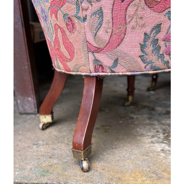 1990s English Edwardian Style Pair of Tufted Slipper Chairs For Sale - Image 5 of 5