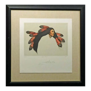 1980s Frank Howell "Wind Flower" Lithograph Framed Hand Signed With Custom Framed For Sale