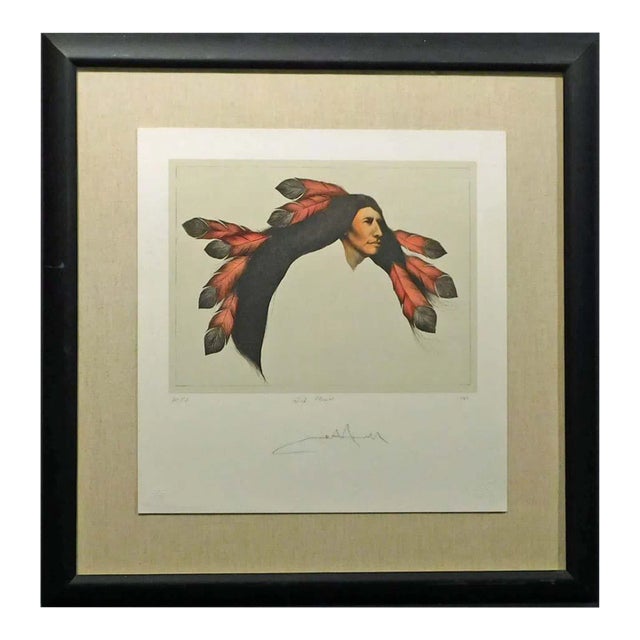 1980s Frank Howell "Wind Flower" Lithograph Framed Hand Signed With Custom Framed For Sale