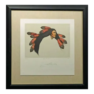 1980s Frank Howell "Wind Flower" Lithograph Framed Hand Signed With Custom Framed