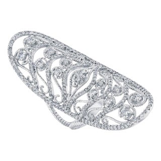1.76 Carat Diamond 14 Karat White Gold Cocktail Ring, Size 7 For Sale