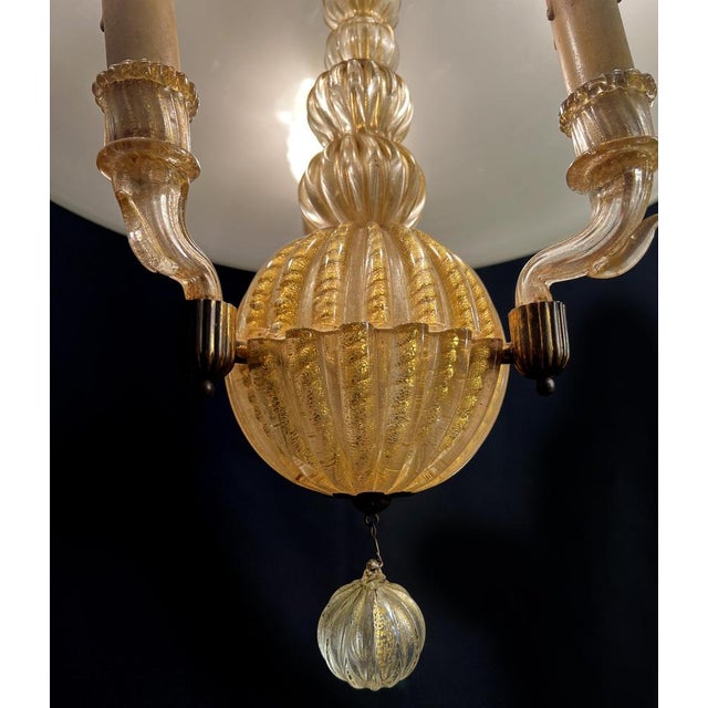 1940s Italian Chandelier with Gold Inclusion by Barovier & Toso, 1940s For Sale - Image 5 of 16