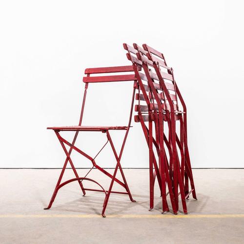 1960’s Slatted Red French Outdoor Folding Chairs – Set Of Four. It’s very hard to find these slatted folding chairs and...