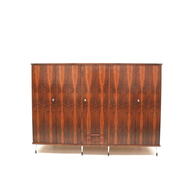 Wood Large Vintage Italian 5-Door Wardrobe with Stylish Adjustable Legs, 1960s For Sale - Image 7 of 7