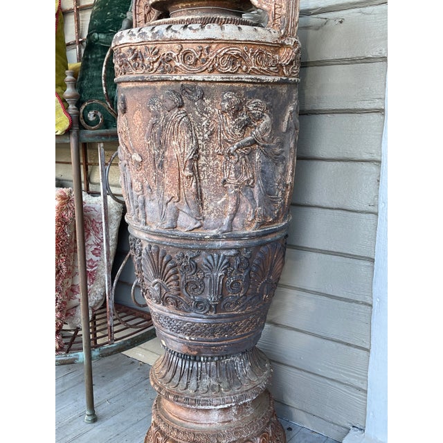 Late 19th Century Pair Late 19th Century Monumental Neoclassical Amphora Garden Urns - Set of 2 For Sale - Image 5 of 12