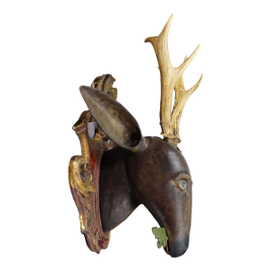 Large Baroque Carved Roe Deer Head, 19th Century