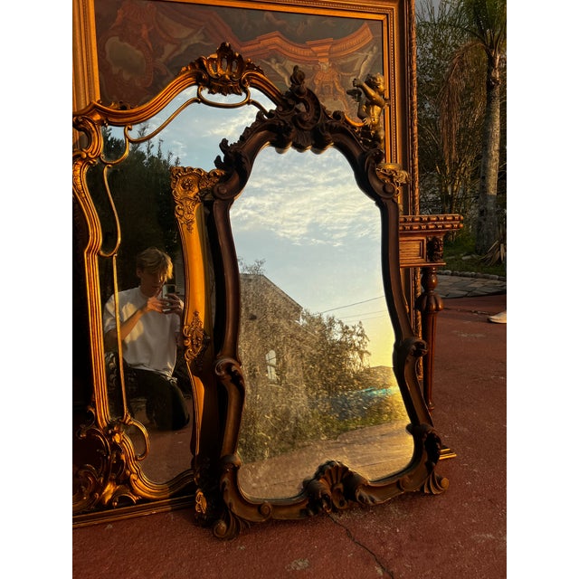 French Antique Louis XV Giltwood Mantle Mirror For Sale - Image 12 of 12