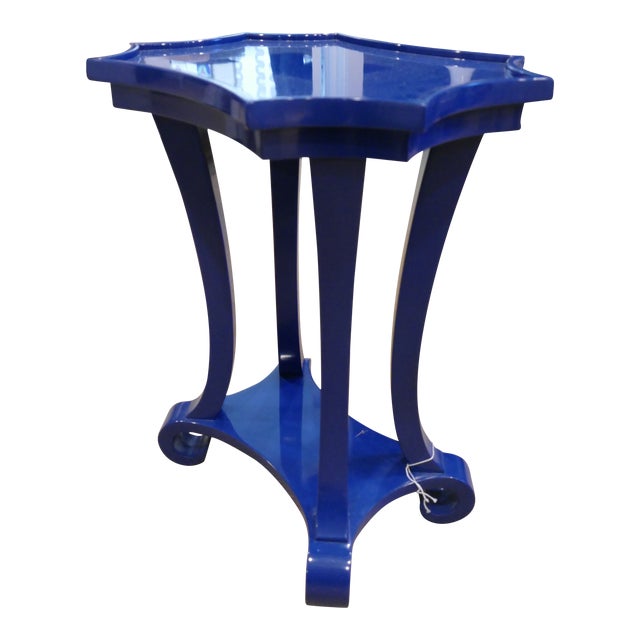 Navy Blue Lacquered Side Table Chairish