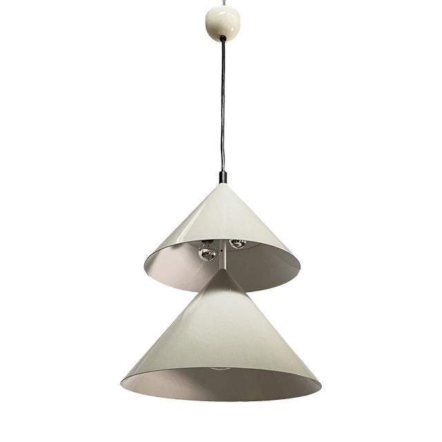 Italian Modern Gray Metal Pascal Chandelier by Vico Magistretti for Oluce, 1980s For Sale