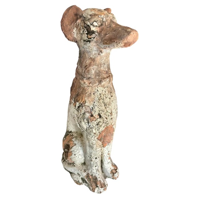 This majestic Early 20th Century Dog Garden Statue was crafted from terracotta in the early 1900's. The piece features a...