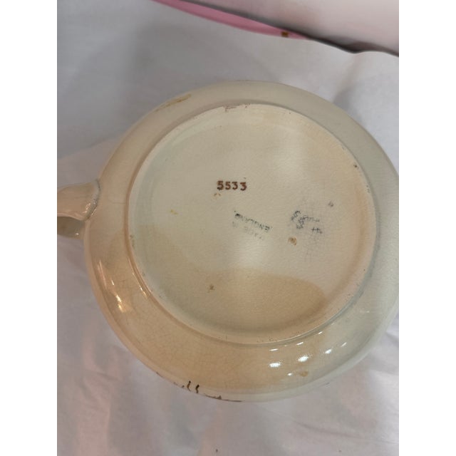 Vintage Floral Porcelain Chamber Pot With Blue Interior & Gilt Accents For Sale - Image 4 of 4
