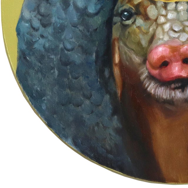 2020s Portrait of an Armadillo, Bearing Burritos - Original Surreal Animal Portrait Oil Painting on Wood Panel by Jj Galloway For Sale - Image 5 of 9