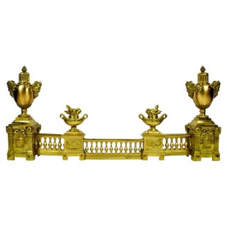 Large 19th Century French Ormolu on Brass Fire Fender For Sale