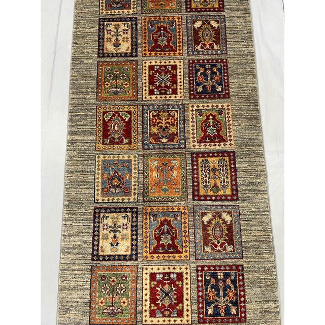 Art Deco Sultani Wool Runner, Persian Bakhtiari Four Seasons Design, Gray, 2'8" X 7'11" For Sale - Image 3 of 13