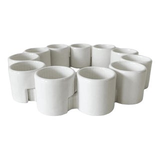 Vintage PS Varmeljushallare Candlestick Set in White Ceramic by Ehlen Johansson for Ikea, 1990s, Set of 12 For Sale