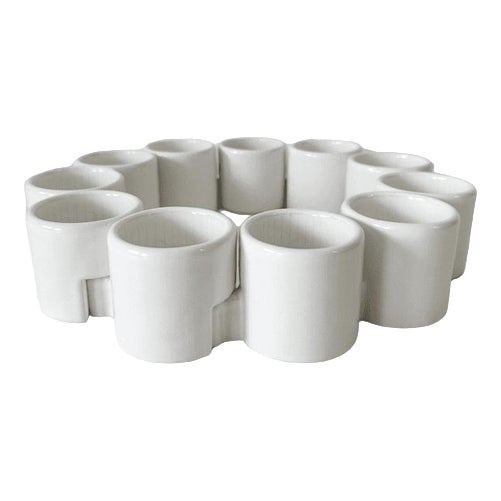 Vintage PS Varmeljushallare Candlestick Set in White Ceramic by Ehlen Johansson for Ikea, 1990s, Set of 12 For Sale
