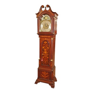 19th Century English Mahogany Inlaid Tall Case Grandfather Clock j.c Jennens For Sale