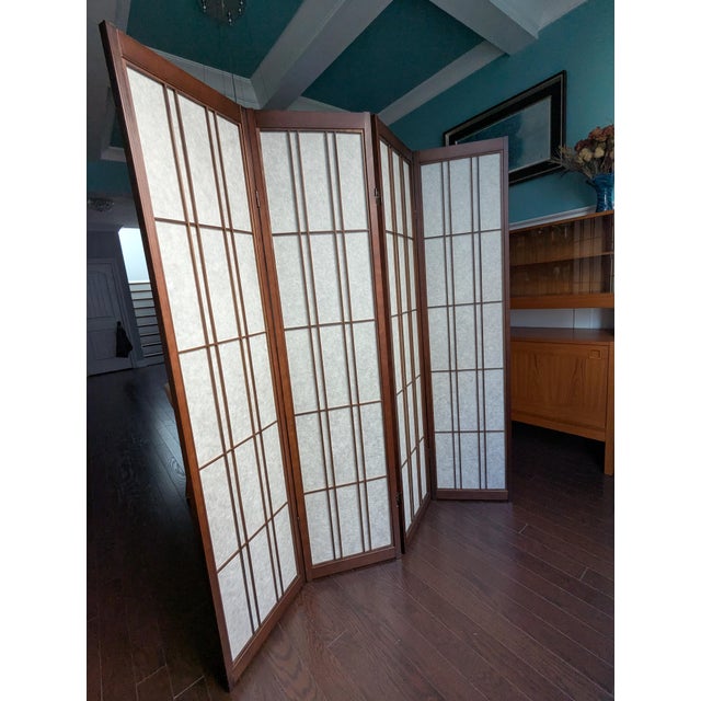 Unused Shōwa Era Japanese Shoji 4-Panel Room Divider Screen – From Niigata, Mint in Box For Sale - Image 4 of 12