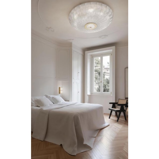 1970s Ceiling Light Royal Model in Iron, Brass and Dew Glass from Barovier and Toso, 1970s For Sale - Image 5 of 10