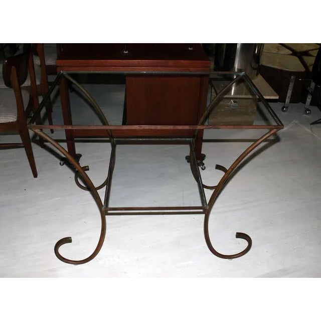 1930s Art Deco Solid Brass Serving Console Hall Table For Sale - Image 4 of 8